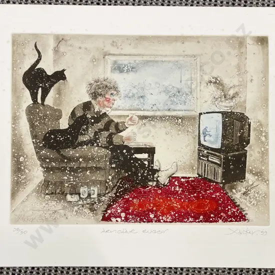 Gary Tricker - Armchair Rugby - Etching & Aquatint (Unframed)