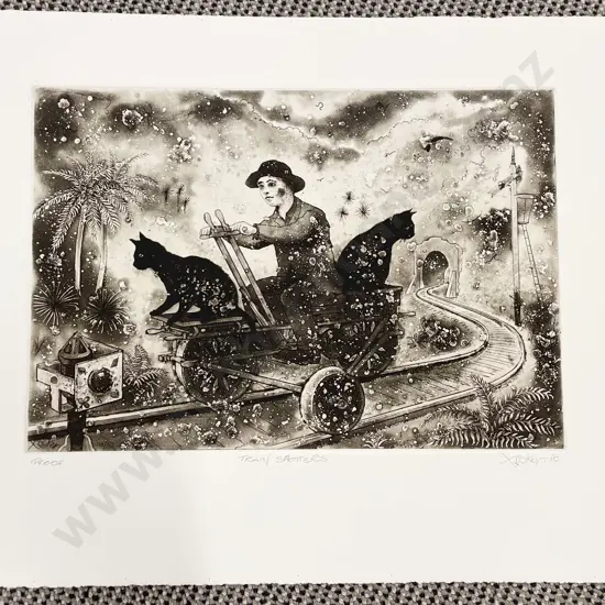 Gary Tricker - Train Spotters - Etching & Aquatint (Unframed)