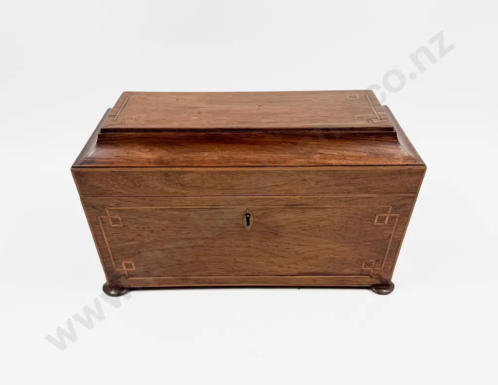Regency Inlaid Tea Caddy with Fitted Interior Image 1++