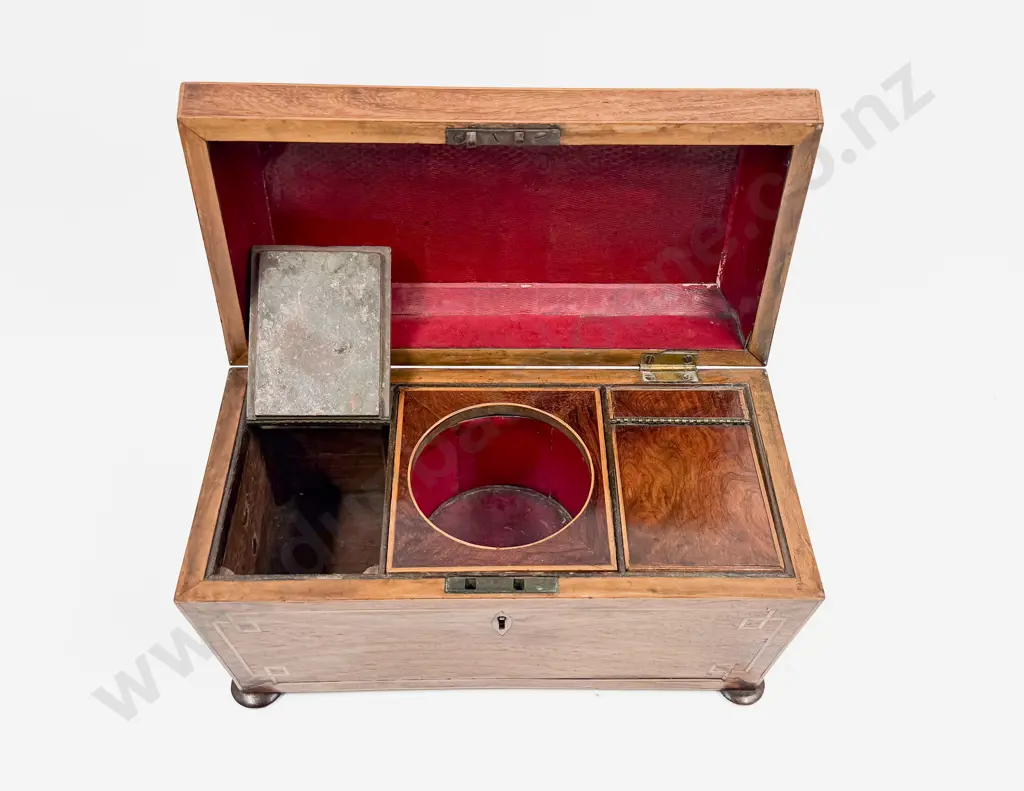 Regency Inlaid Tea Caddy with Fitted Interior Image 1++