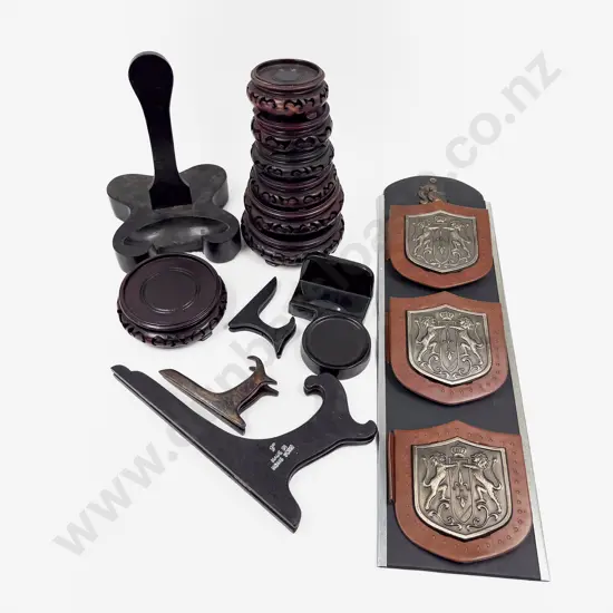 Qty Assorted Carved Chinese Hardwood Stands