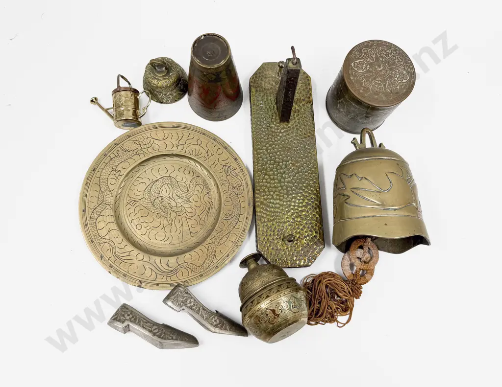 Collection of Brass Ornaments Including Trinket Box Image 1++
