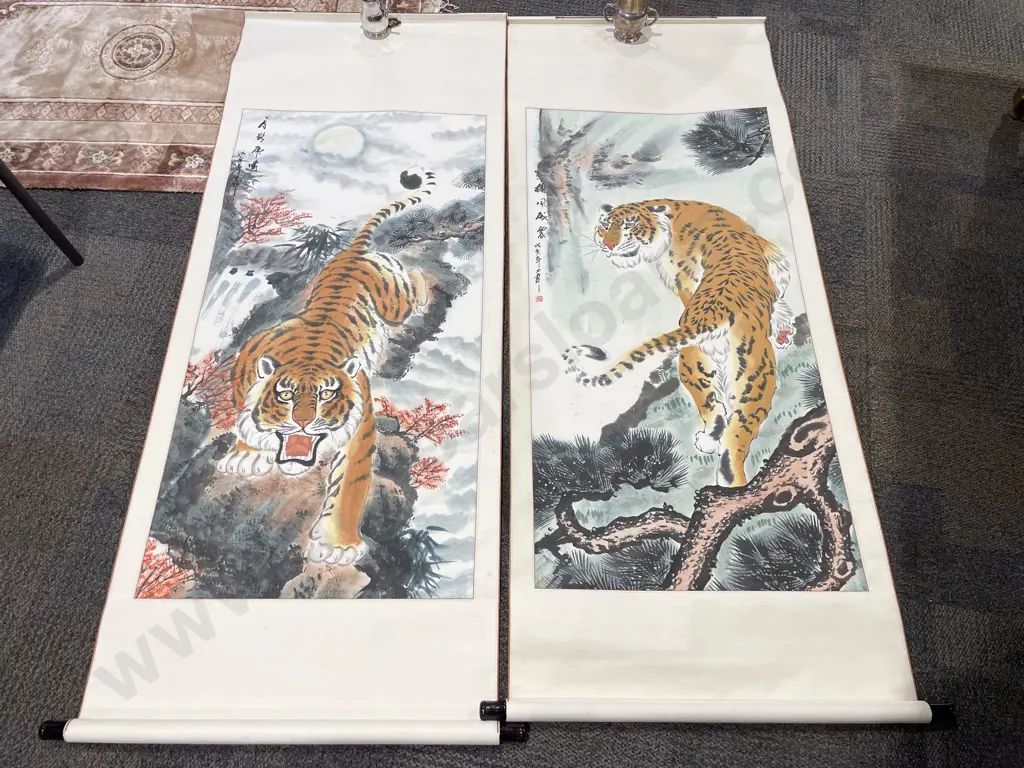 Two Boxed Chinese Painted Scrolls - Unopened Image 1++