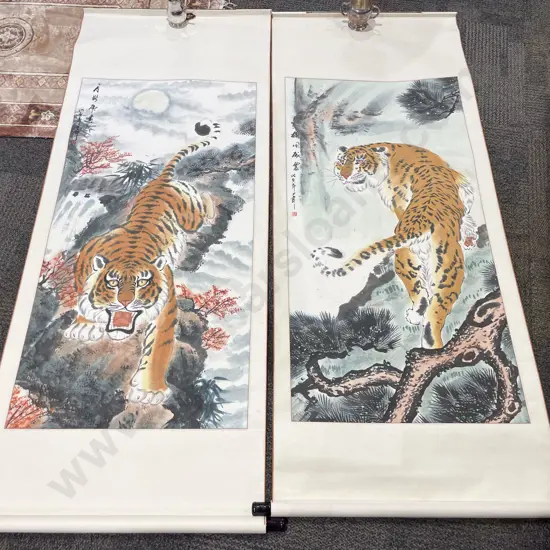 Two Boxed Chinese Painted Scrolls - Unopened