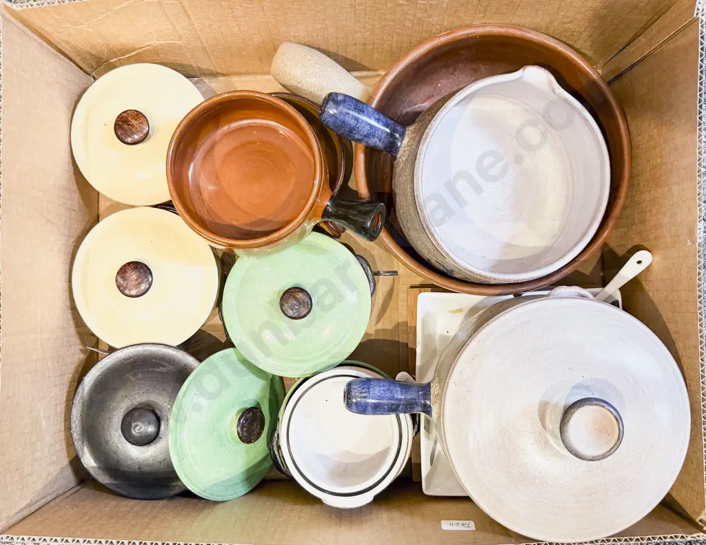 Collection of Lidded Ramekins Pottery Serving Ware Etc Image 1++