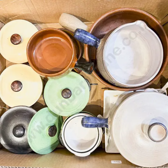 Collection of Lidded Ramekins Pottery Serving Ware Etc