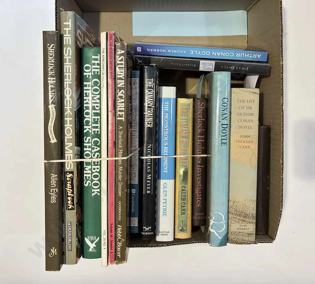 Box of Assorted Volumes Related to Sherlock Holmes & Sir Arthur Conan Doyle Image 1++
