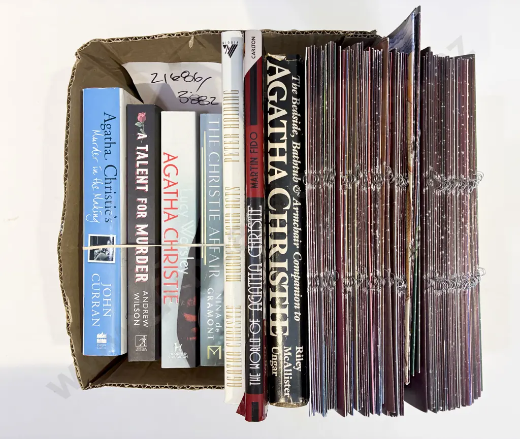 Box Lot Assorted Books & Magazines Relating to Agatha Christie Image 1++