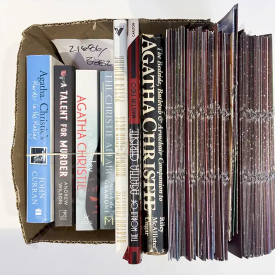 Box Lot Assorted Books & Magazines Relating to Agatha Christie