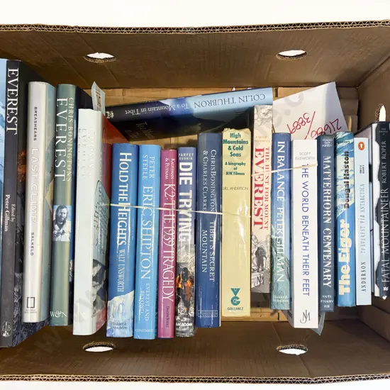 Box of Assorted Books Related to Mountaineering