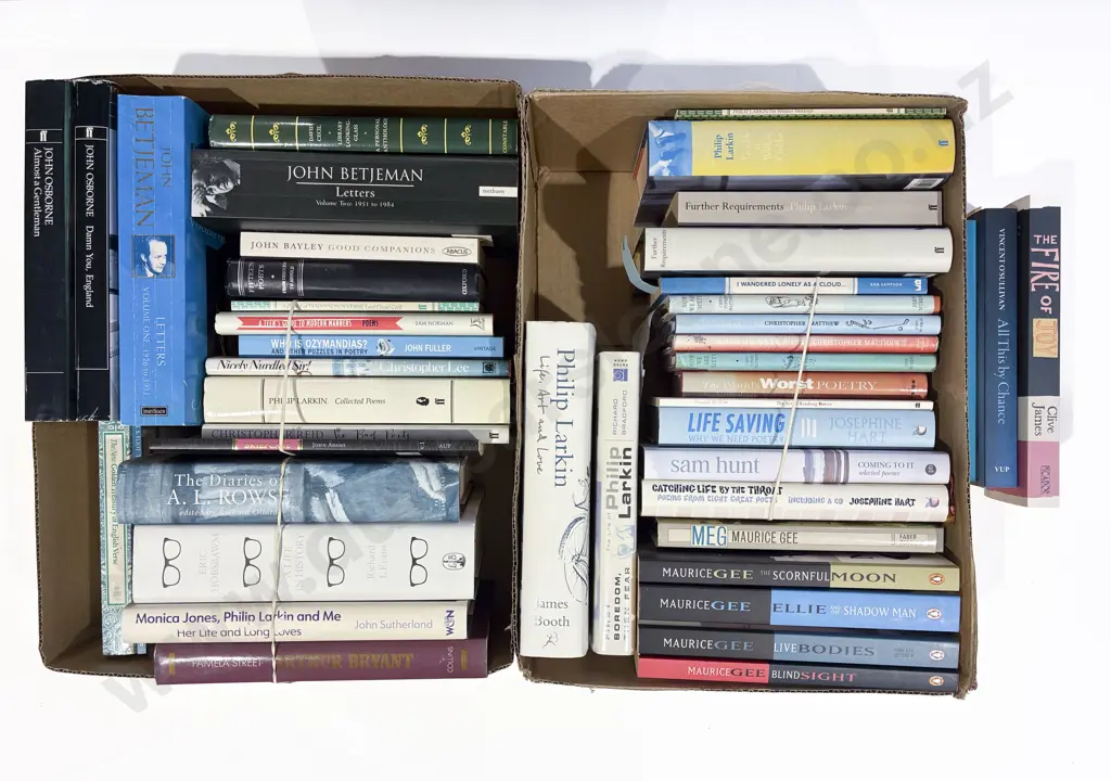 Two Boxes Assorted Books Related To Poetry Image 1++