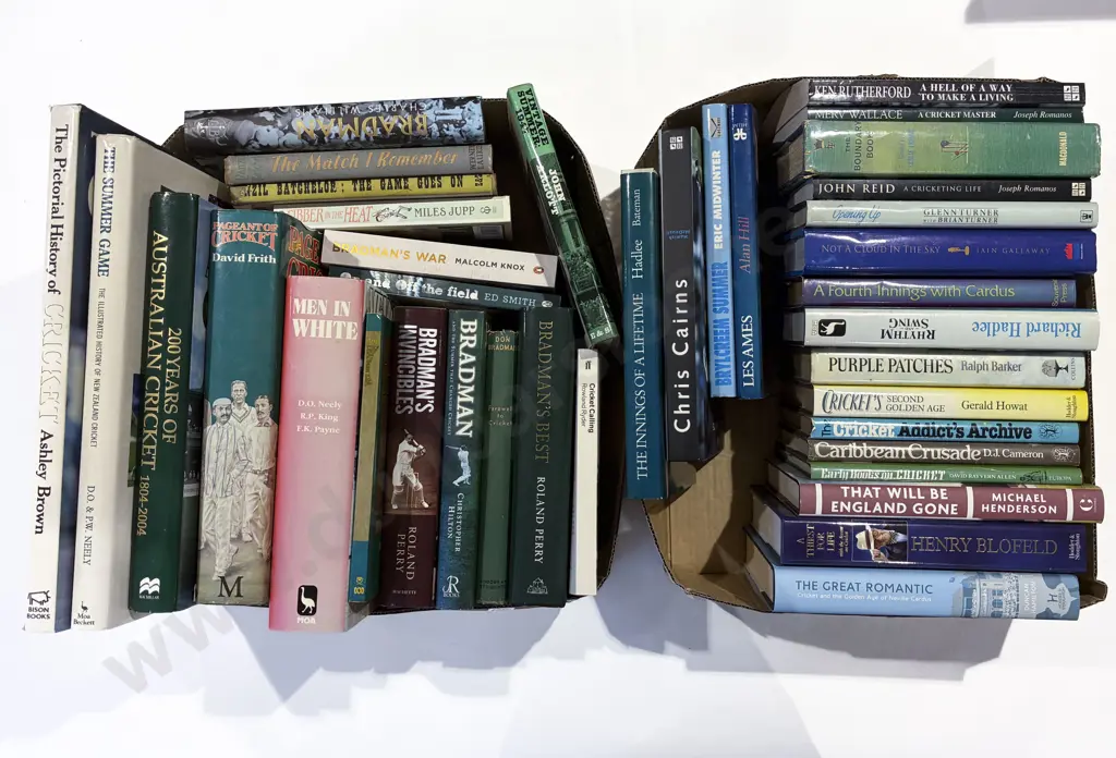 Two Boxes Assorted Cricket Related Volumes Image 1++
