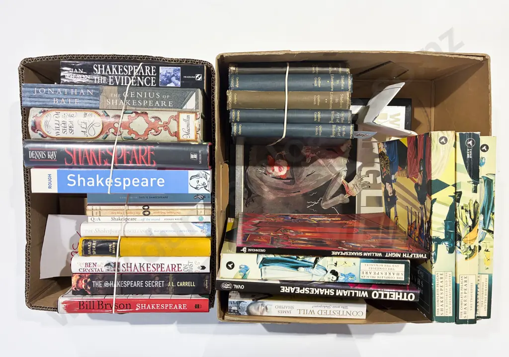 Two Boxes of Assorted Volumes Related to Shakespeare Image 1++