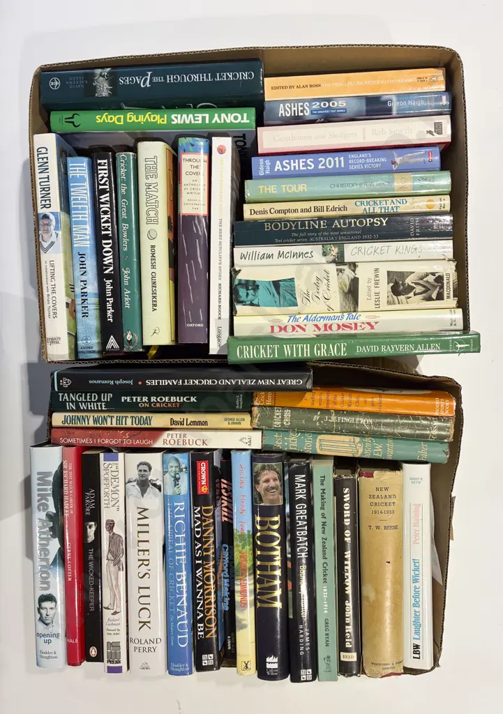 Two Boxes Assorted Cricket Related Volumes Image 1++