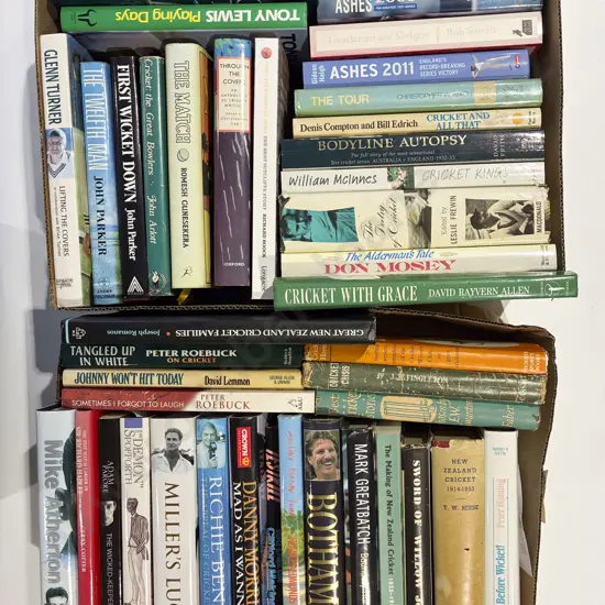 Two Boxes Assorted Cricket Related Volumes