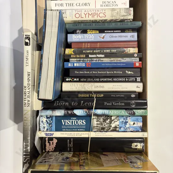 Box of Assorted Rugby and Olympic Games Related Books
