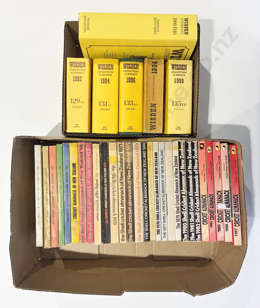 Two Boxes Assorted Cricket Almanacks & Wisdens Almanacks Image 1++