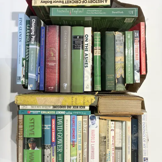 Two Boxes Assorted Cricket Related Volumes