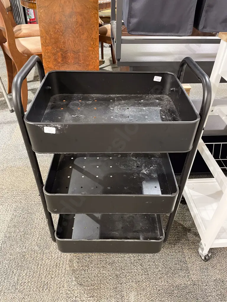 Three Tier Black Metal Trolley Image 1++