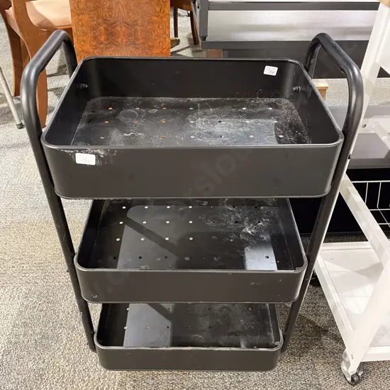 Three Tier Black Metal Trolley