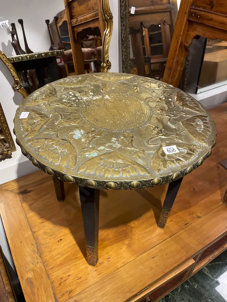 Brass Top Circular Side Table Image 1++