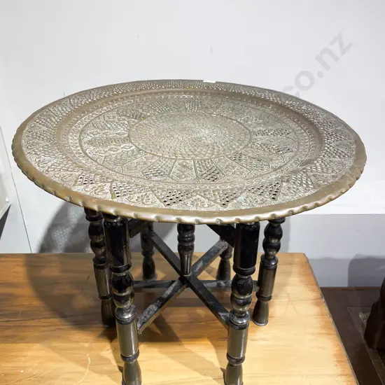 Copper Tray Top Side Table on Folding Base