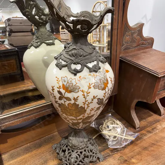 Wrought Metal & Ceramic Lamp Base (A/F)