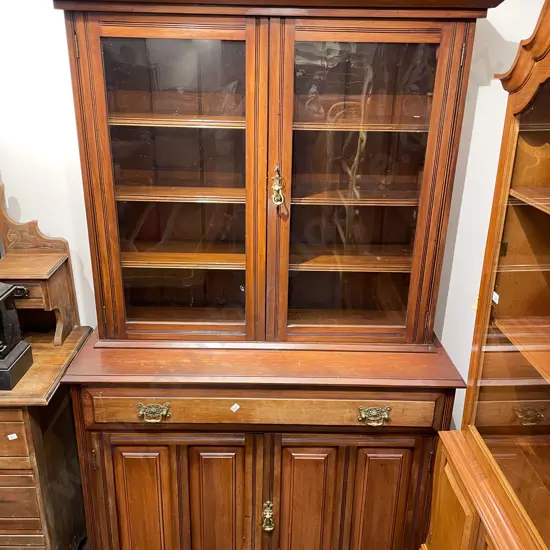 Stained Kauri Bookcase Cabinet
