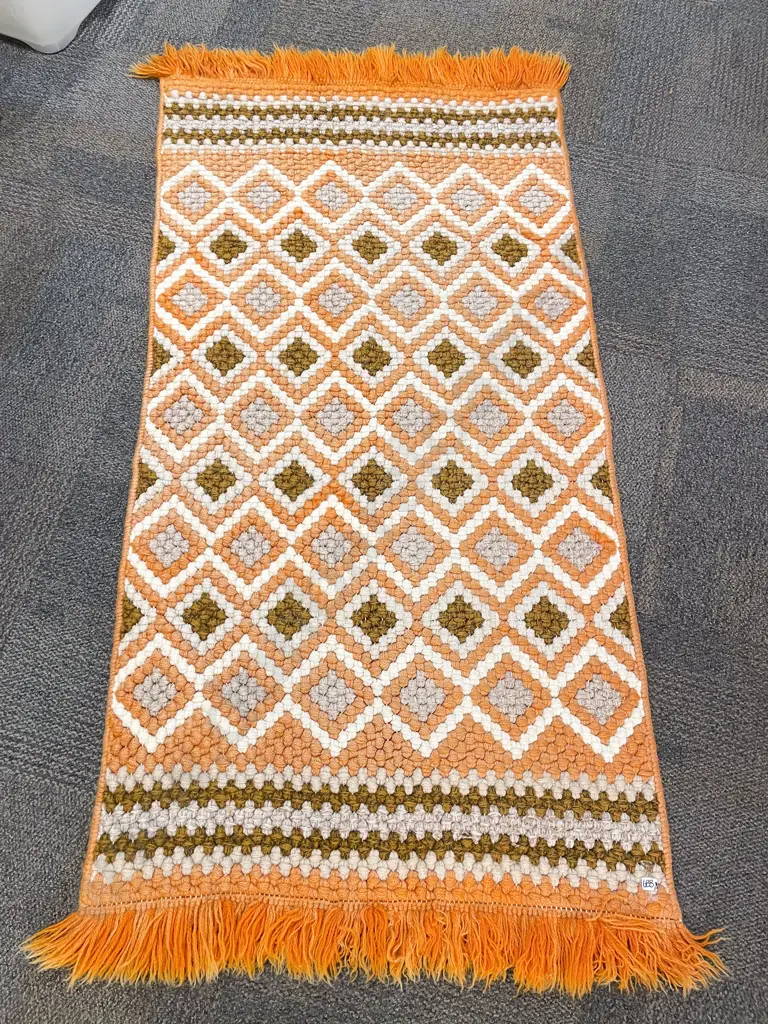 C1970's Hand Crafted Wool Floor Rug Image 1++