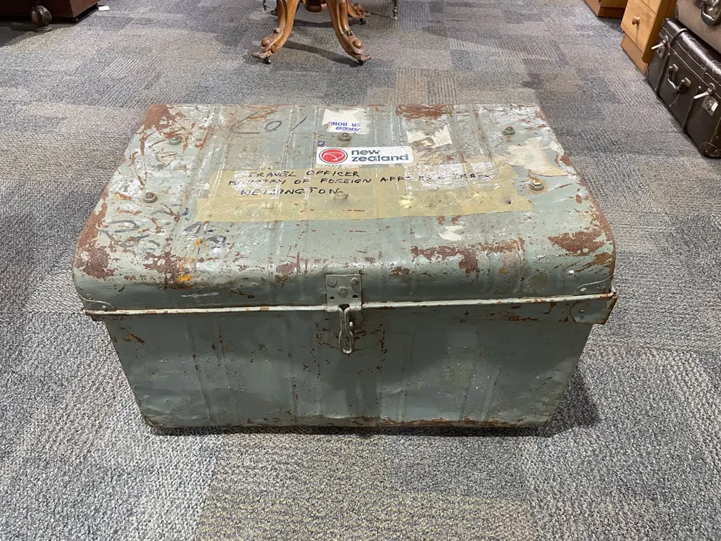 A Pair of Vintage Tin Trunks Image 1++