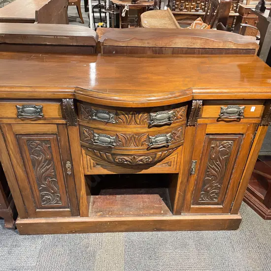 Arts & Crafts Sideboard with Carved Panel Doors