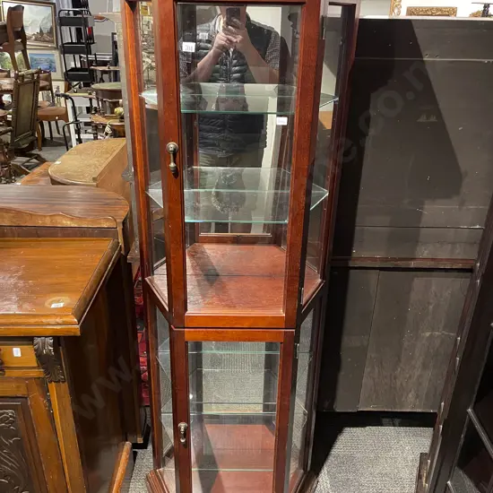 Mahogany Two Tier Glazed Display Cabinet with Mirrored Back