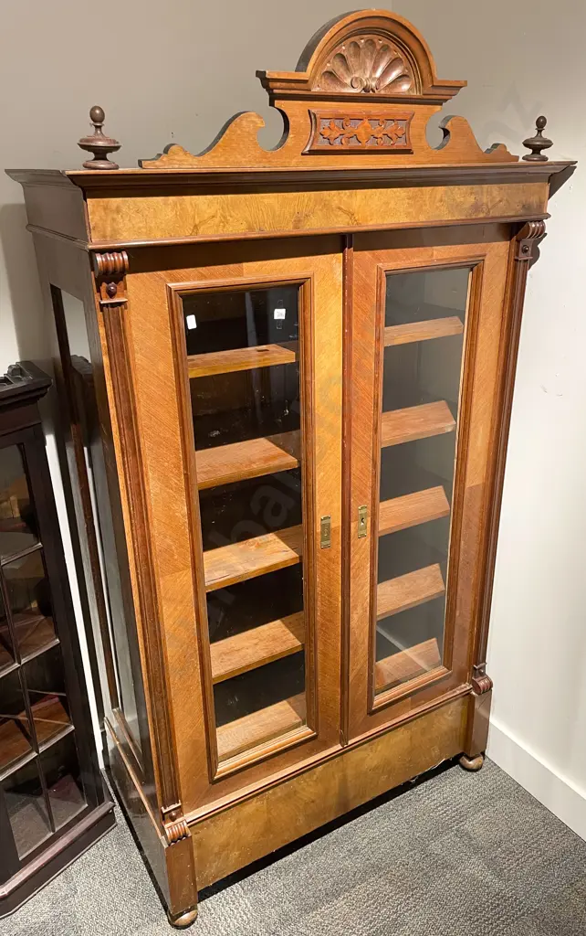 Biedermeier Style Glazed Door Bookcase Image 1++