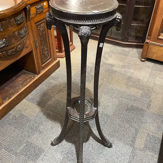 Regency Style Mahogany Fine Quality Jardiniere Stand with Rams Head Mounts & Hoof Supports