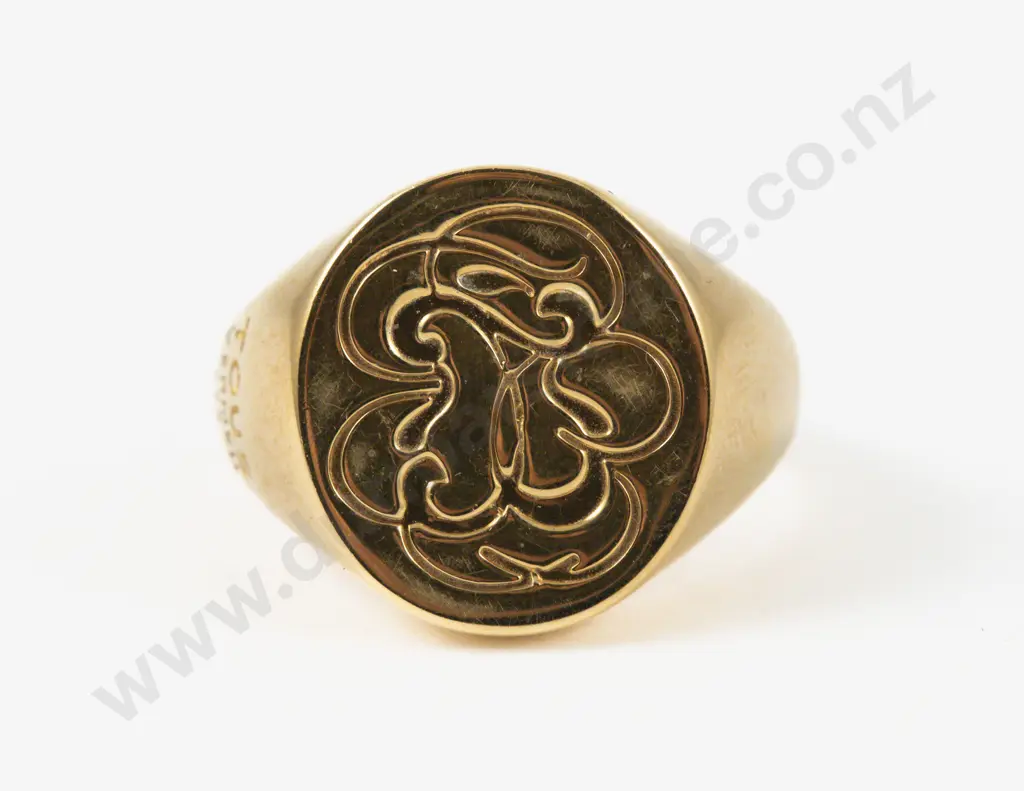 Tous Vermeil .925 Silver Engraved Signet Ring Image 1++