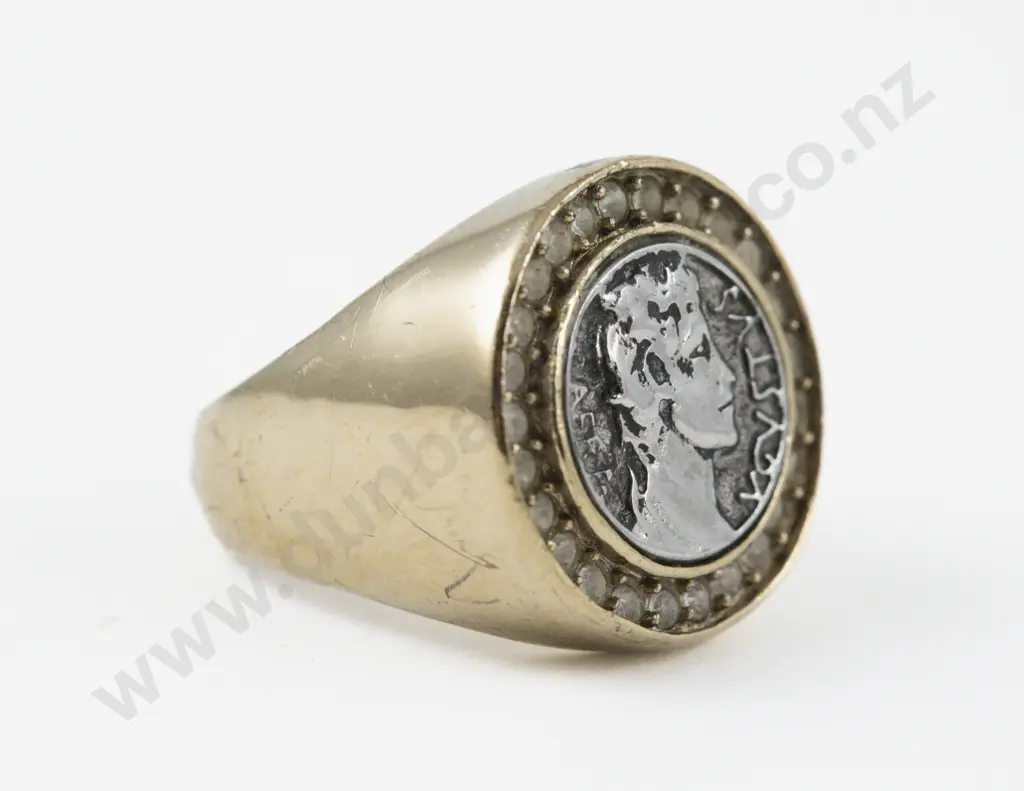 Dyrberg Kern Gold Plated Crystal Set Signet Style Ring Image 1++