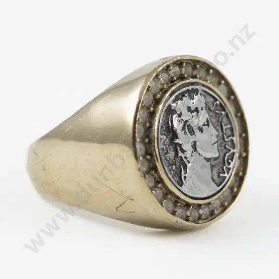 Dyrberg Kern Gold Plated Crystal Set Signet Style Ring