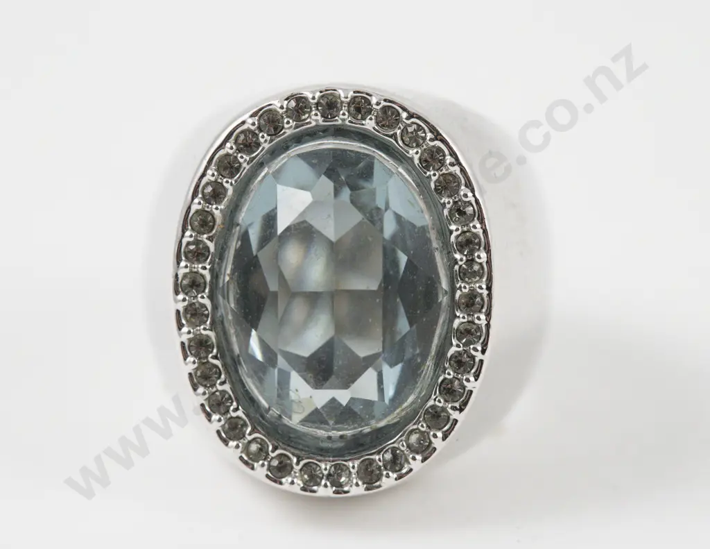 Swarovski Clear and Blue Crystal Cluster Dress Ring Image 1++
