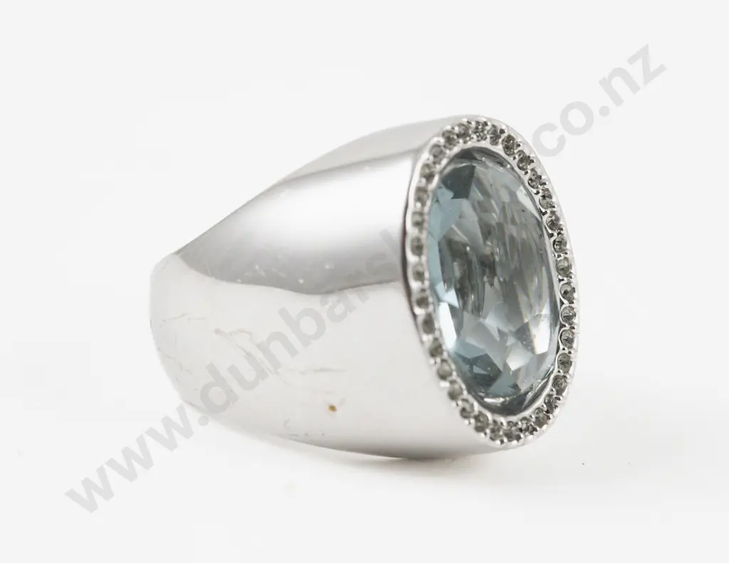 Swarovski Clear and Blue Crystal Cluster Dress Ring Image 1++