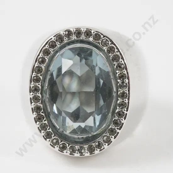 Swarovski Clear and Blue Crystal Cluster Dress Ring