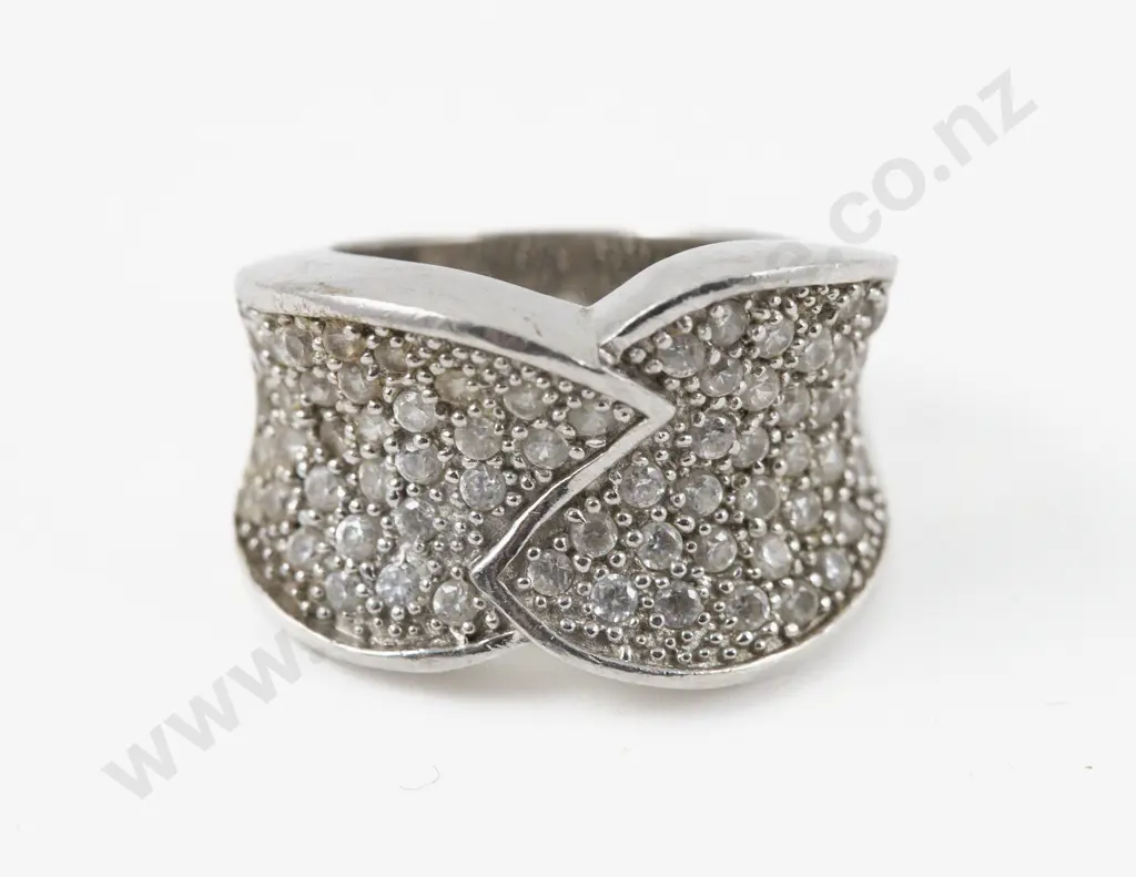 S/S Clear Crystal Fancy Band Ring Image 1++