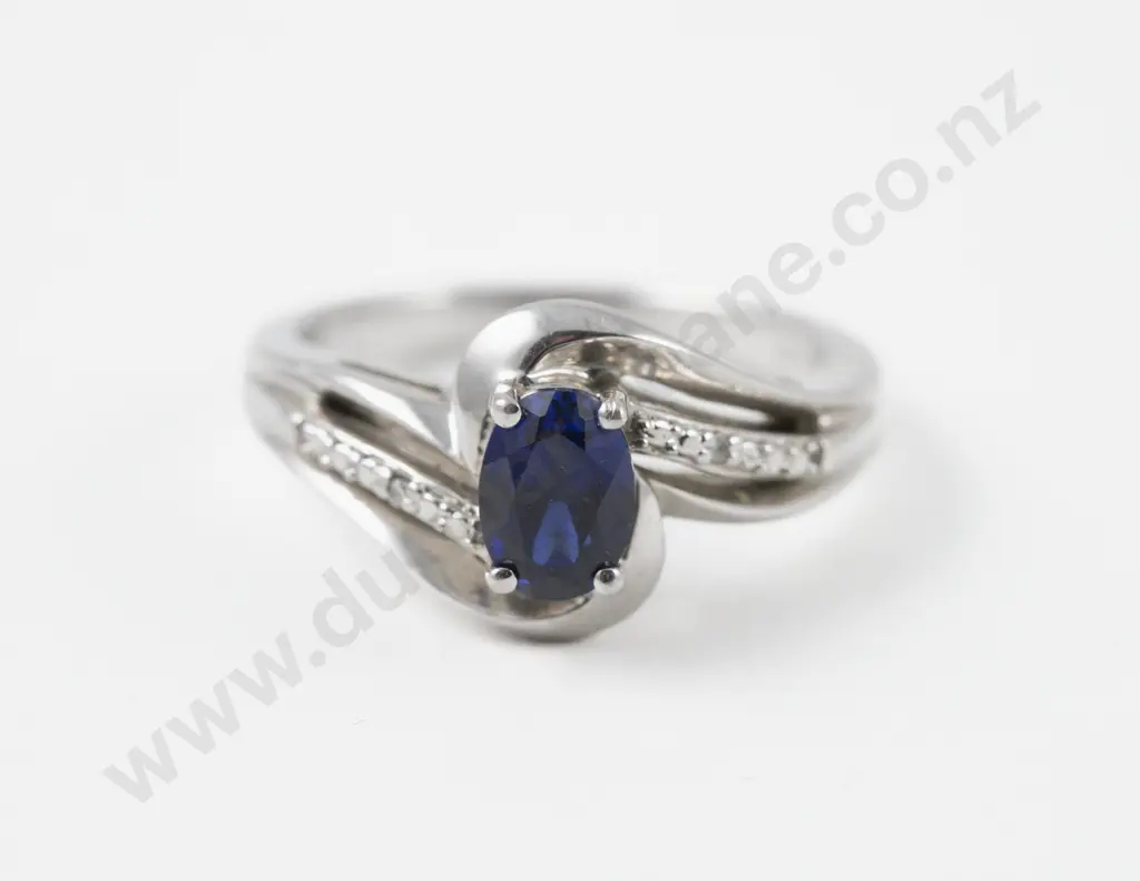 S/S Single Blue Gem Stone Ring Image 1++