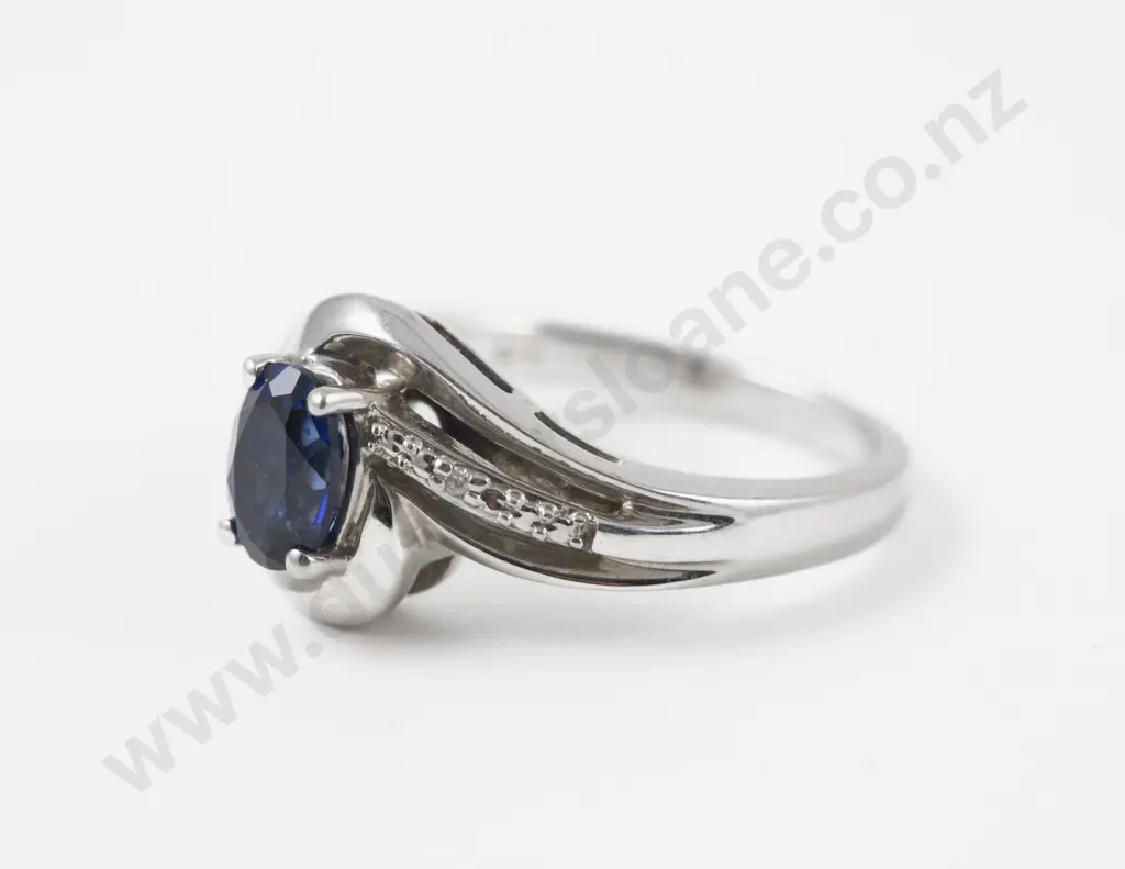 S/S Single Blue Gem Stone Ring Image 1++