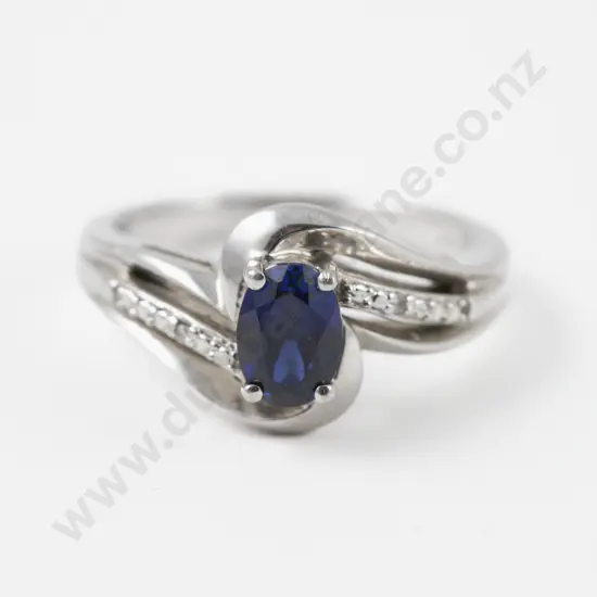 S/S Single Blue Gem Stone Ring