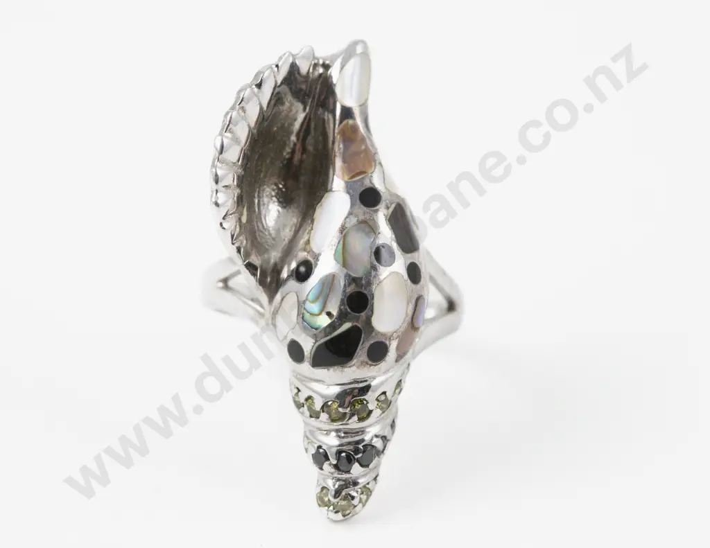 S/S MOP and Paua Conch Shell Dress Ring Image 1++