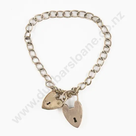 9ct Fine Curb Link Bracelet with Heart Padlock Clasp