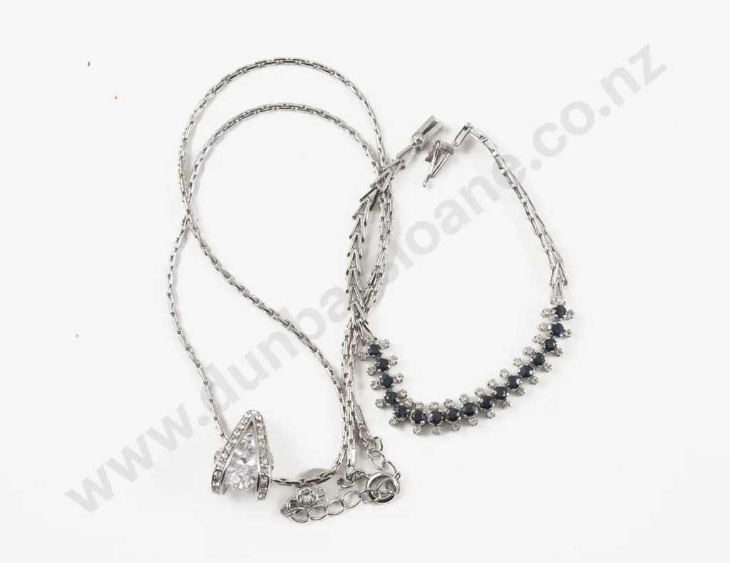 Art De France Swarovski Crystal Pendant on Neck Chain with Sapphire Gem Set Bracelet Image 1++