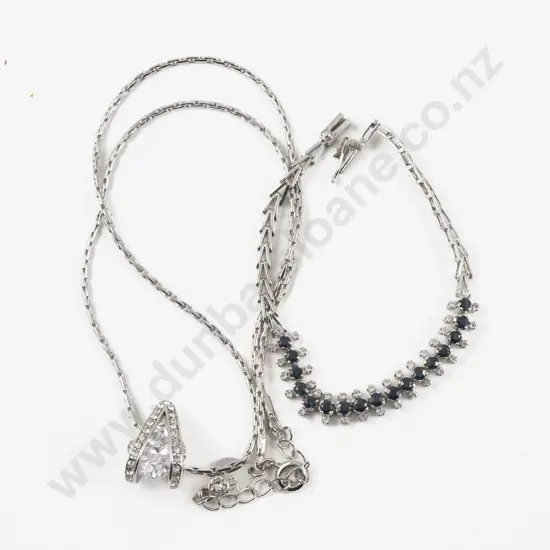 Art De France Swarovski Crystal Pendant on Neck Chain with Sapphire Gem Set Bracelet