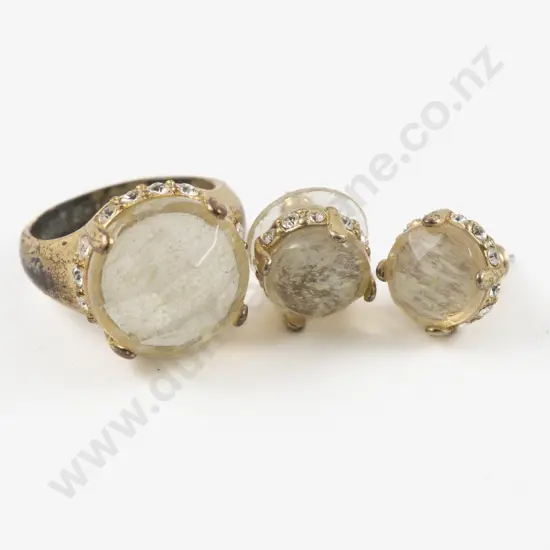 Oroton Rutile Quartz and Clear Crystal Dress Ring with Matching Earrings
