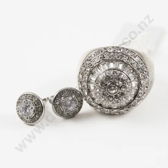 Oroton Clear Crystal Dress Ring with Matching Earrings